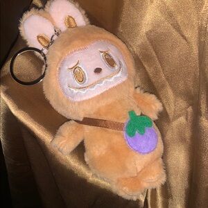Cute Plush Labubu Keychain with Eggplant Design